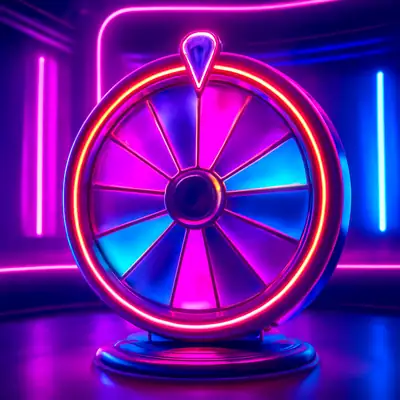 Futuristisches Studio mit leuchtendem Glücksrad in Gravity Wheel von Iconic 21.